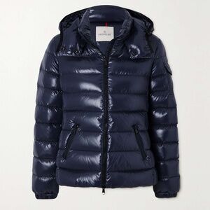 Moncler Bady quilted shell down hooded jacket size 0 Navy